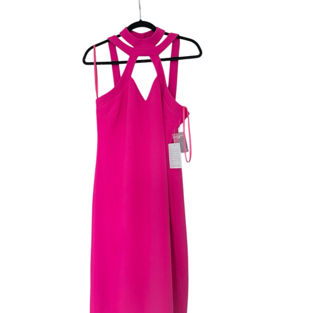 bebe Strappy Halter  Hot Pink Dress‎
